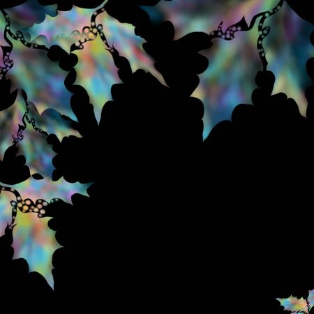 Holly branch for a holiday. Happy New Year card.  Background black. Merry Christmasの写真素材