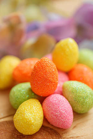 Easter colorful eggs. Background. Close-up.The artistic intend and the filters.の写真素材