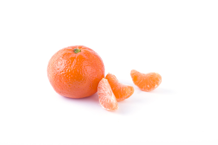fresh mandarines isolated on white background. Oranges are arranged in rows. Placed on a white background.の写真素材