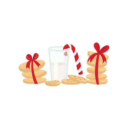 Cookies for Santa Claus clip art set Christmas illustration with sweets. Vector stock illustration isolated on white background for template design greeting card.のイラスト素材