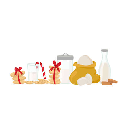 Cookies for Santa Claus clip art set Christmas illustration with sweets. Vector stock illustration isolated on white background for template design greeting card.のイラスト素材