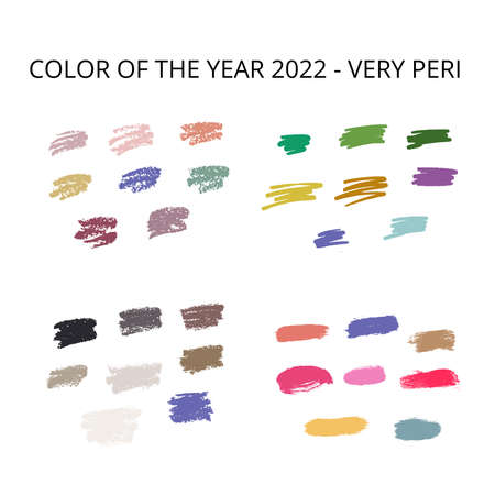 2022 color trends palette on brush strokes. Vector stock illustration isolated on white background.のイラスト素材