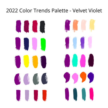2022 color trends palette on brush strokes. Vector stock illustration isolated on white background.のイラスト素材