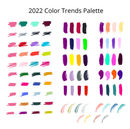 2022 color trends palette on brush strokes. Vector stock illustration isolated on white background.のイラスト素材