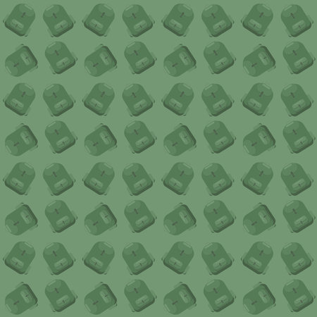 backpack pattern green colors. Vector stock illustration for print industry school stationery for schoolchildren, back to school collection, web design.のイラスト素材