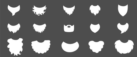 Moustache silhouette set. Vector stock illustration isolated on black chalkboard background for photo booth box, barber shop logo.のイラスト素材