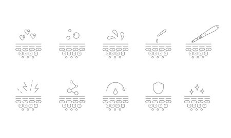 Derma roller, dermapen or mesopen line icon for face treatment. Vector stock illustration isolated on white background. Editable stroke.のイラスト素材