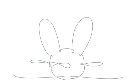 Easter bunny continues line hand draw element. Vector stock illustration minimalism design isolated on white background. Editable stroke single line.のイラスト素材
