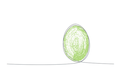 Easter egg continues line and hand draw grunge texture.Vector stock illustration isolated on white background for template spring holiday, menu restaurant, greeting card, invitation to egg hunt.のイラスト素材