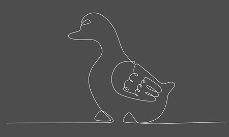 First spring bird hand draw continues one line. Vector stock illustration isolated on black chalkboard background for wedding, Easter invitation or greeting card. Editable stroke.のイラスト素材