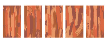 Brush stroke composition backgrounds pack warm brown autumn colours. Vector stock hand draw illustration set for design template, border and frame, presentation, social media size.のイラスト素材
