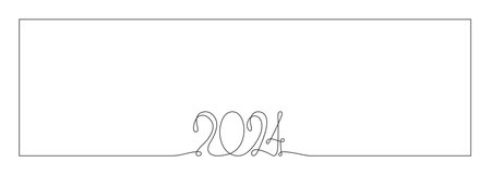 2024 year frame. Hand draw vector stock illustration isolated on white background for social media...