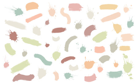 Hand made color brush stroke and blots set. Vector stock illustration isolated on white background for decoration presentation, social media banners, shopping sale template.のイラスト素材