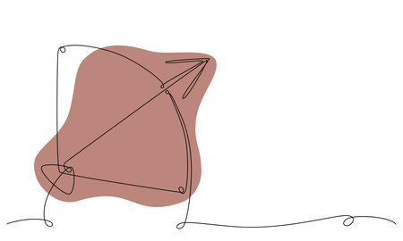 Sagittarius zodiac constellation one single hand drawing continues line banner. Vector stock illustration isolated on white background. Editable stroke line.のイラスト素材