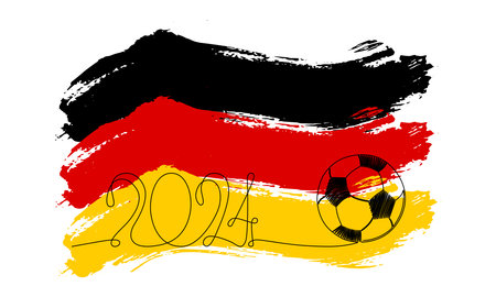 European international football championship symbol 2024 in Germany frame. Vector stock continues line ball illustration isolated on white background. Editable stroke single line.のイラスト素材