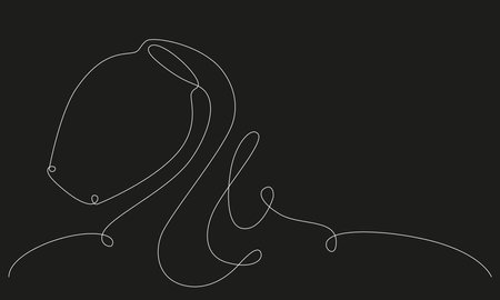Aquarius zodiac constellation one single hand drawing continues line banner. Vector stock illustration isolated on black chalkboard background. Editable stroke line.のイラスト素材