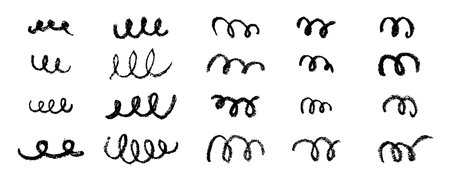 Confetti squiggle scribble set. Vector stock hand draw crayon brush stroke illustration isolated on white background for design template abstract background kids birthday party banner.のイラスト素材