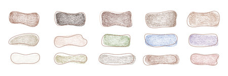 Grunge chalk, crayon texture abstract shape frames set. Vector stock illustration isolated on white background for design template text business presentation, highlight advertising, special offer.のイラスト素材