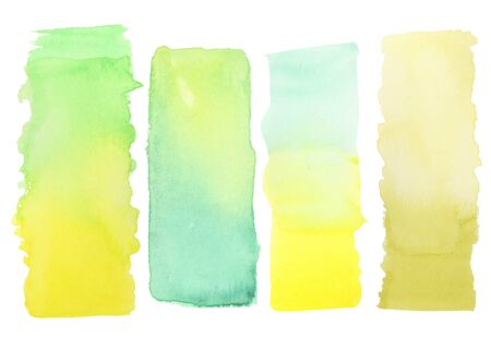 gradient yellow green watercolor paintの写真素材