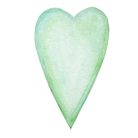 watercolor green heart for the holiday for postcardsの写真素材