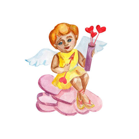 watercolor of cupid for Valentine's day