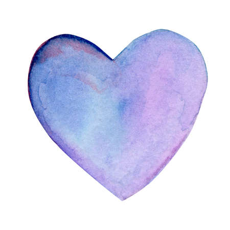 watercolor purple heart for the holiday for postcardsの写真素材