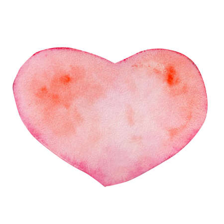 watercolor pink and red heart for the holiday for postcardsの写真素材
