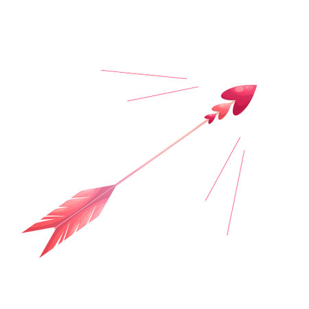 A flying love arrow on a white background. The concept of romance, love, Valentines day. Isolated vector illustrations for posters, banners, postcards, invitations, and covers.のイラスト素材
