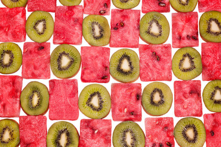 Slice fruit kiwi and watermelonの写真素材