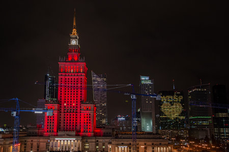 Warsaw, Poland - January 30, 2022: Construction site of the new building of the Museum of Modern Art...