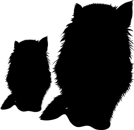 Black silhouette of cats. Vector illustration.のイラスト素材