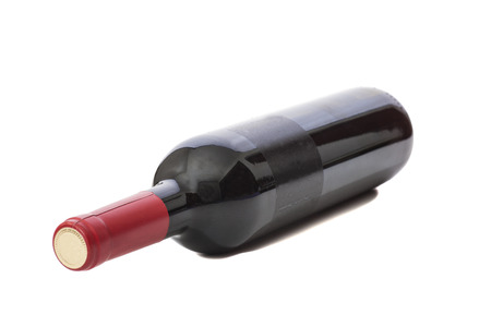 Red wine bottle Isolated on white background の写真素材