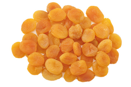 Dried apricots in white background の写真素材