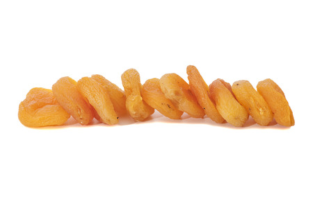 Dried apricots in white background の写真素材