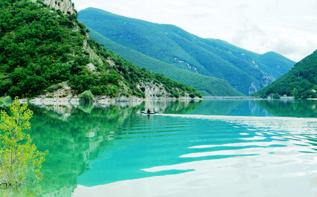 beautiful lake Fiastra, Italyの写真素材