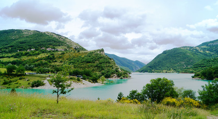 beautiful lake Fiastra, Italyの写真素材