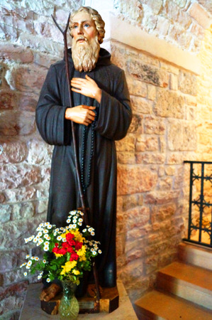 FIASTRA, ITALY  JUNE 17, 2015: Blessed Ugolino, the hermit of the Sibillini mountains, born in Fiegni, six kilometers from Fiastra, in the province of Macerataのeditorial素材