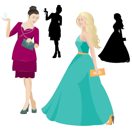 Party women in dress  vectorのイラスト素材