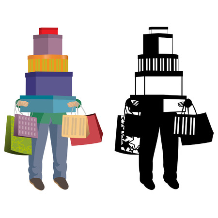 Man with bags and contour  vectorのイラスト素材