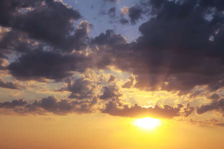 Picturesque view of beautiful sky with clouds at sunset