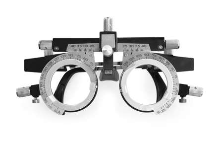 Trial frame isolated on white, top view. Ophthalmologist toolの写真素材