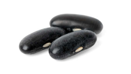 Pile of raw black beans on white background. Vegetable plantingの写真素材