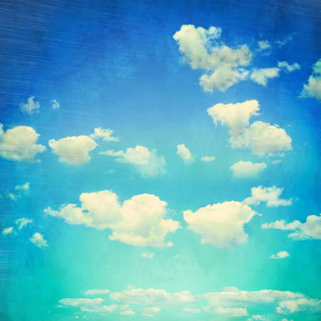 View of beautiful sky with clouds. Retro style filterの写真素材