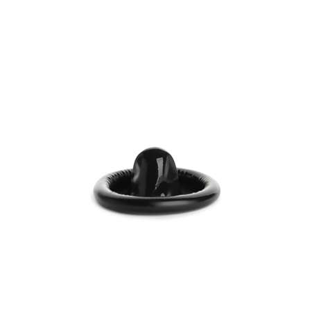 Unpacked black condom isolated on white. Safe sexの写真素材