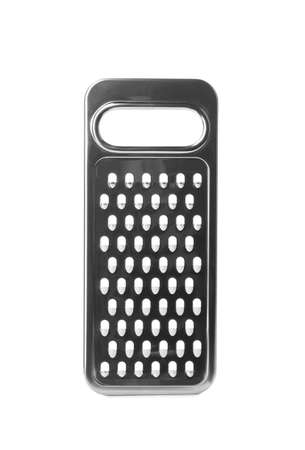 Stainless steel grater on white background. Kitchen utensilの写真素材