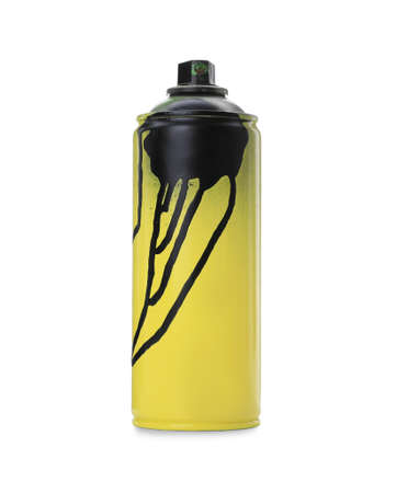 Used can of spray paint isolated on white. Graffiti supplyの写真素材