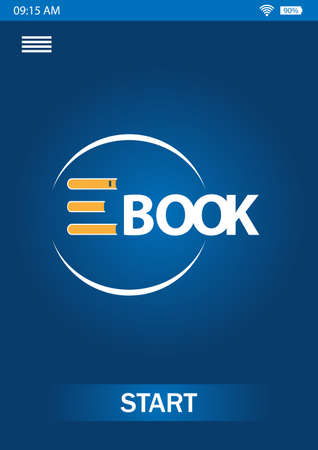 Ebook application on screen of gadget, illustrationの写真素材
