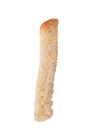 Tasty crispy wheat rusk isolated on whiteの写真素材