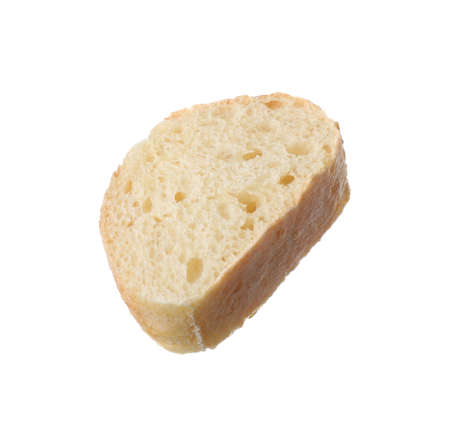 Slice of fresh baguette isolated on whiteの写真素材