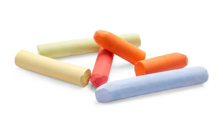 Colorful pastels on white background. Drawing materials